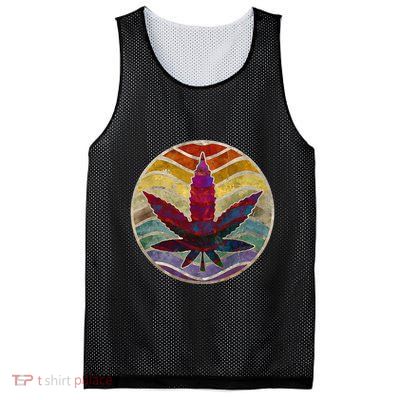 Retro Design Of Marijuana Leaf. Cannabis Weed. Mesh Reversible Basketball Jersey Tank