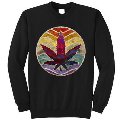 Retro Design Of Marijuana Leaf. Cannabis Weed. Tall Sweatshirt