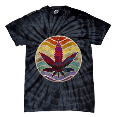 Retro Design Of Marijuana Leaf. Cannabis Weed. Tie-Dye T-Shirt