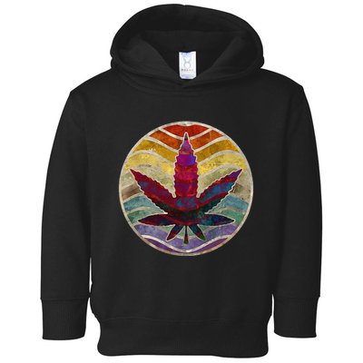 Retro Design Of Marijuana Leaf. Cannabis Weed. Toddler Hoodie