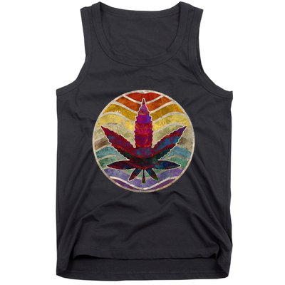 Retro Design Of Marijuana Leaf. Cannabis Weed. Tank Top