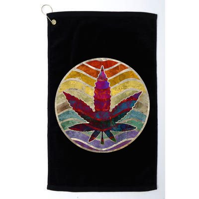 Retro Design Of Marijuana Leaf. Cannabis Weed. Golf Towel