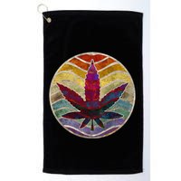 Retro Design Of Marijuana Leaf. Cannabis Weed. Golf Towel