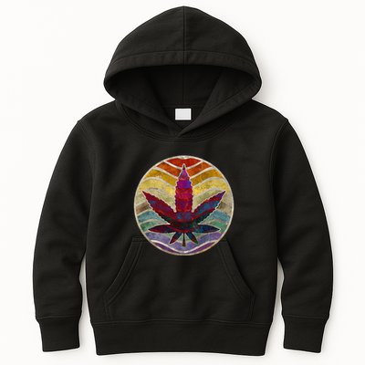 Retro Design Of Marijuana Leaf. Cannabis Weed. Kids Hoodie