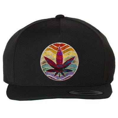 Retro Design Of Marijuana Leaf. Cannabis Weed. Wool Snapback Cap