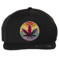 Retro Design Of Marijuana Leaf. Cannabis Weed. Wool Snapback Cap