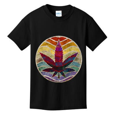 Retro Design Of Marijuana Leaf. Cannabis Weed. Kids T-Shirt
