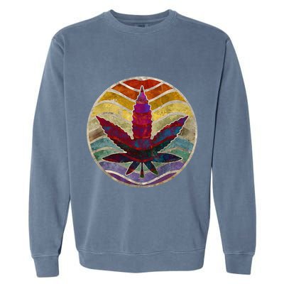 Retro Design Of Marijuana Leaf. Cannabis Weed. Garment-Dyed Sweatshirt