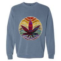 Retro Design Of Marijuana Leaf. Cannabis Weed. Garment-Dyed Sweatshirt