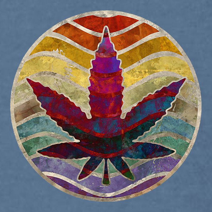 Retro Design Of Marijuana Leaf. Cannabis Weed. Garment-Dyed Sweatshirt