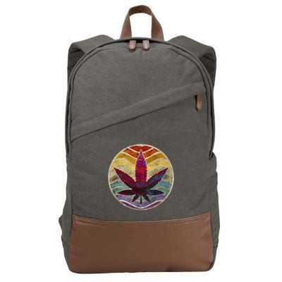 Retro Design Of Marijuana Leaf. Cannabis Weed. Cotton Canvas Backpack