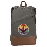 Retro Design Of Marijuana Leaf. Cannabis Weed. Cotton Canvas Backpack
