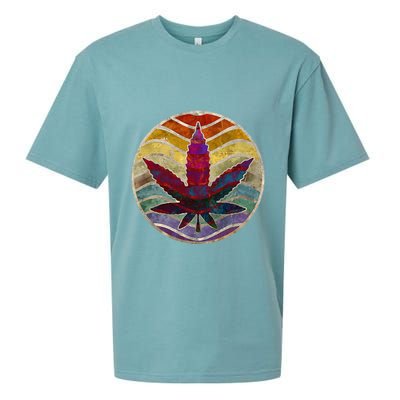 Retro Design Of Marijuana Leaf. Cannabis Weed. Sueded Cloud Jersey T-Shirt