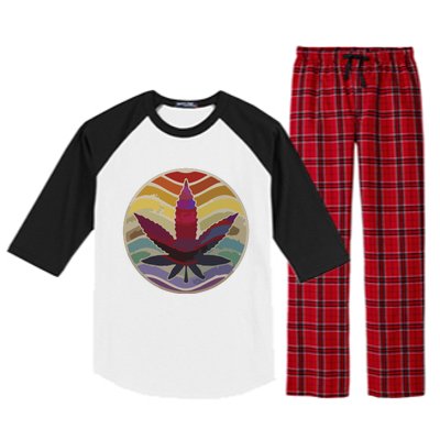 Retro Design Of Marijuana Leaf, Cannabis Weed Raglan Sleeve Pajama Set