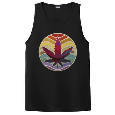 Retro Design Of Marijuana Leaf, Cannabis Weed PosiCharge Competitor Tank