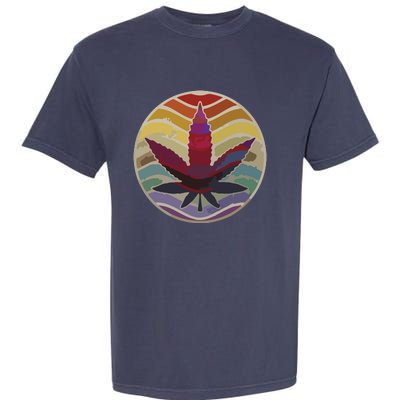 Retro Design Of Marijuana Leaf, Cannabis Weed Garment-Dyed Heavyweight T-Shirt