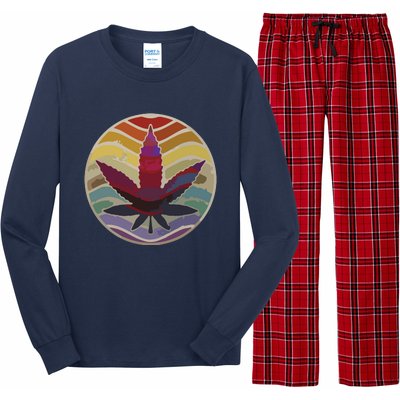 Retro Design Of Marijuana Leaf, Cannabis Weed Long Sleeve Pajama Set