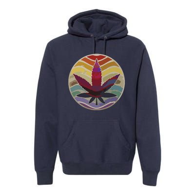 Retro Design Of Marijuana Leaf, Cannabis Weed Premium Hoodie