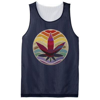 Retro Design Of Marijuana Leaf, Cannabis Weed Mesh Reversible Basketball Jersey Tank