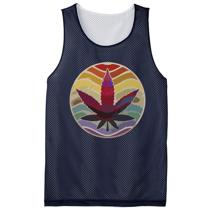 Retro Design Of Marijuana Leaf, Cannabis Weed Mesh Reversible Basketball Jersey Tank