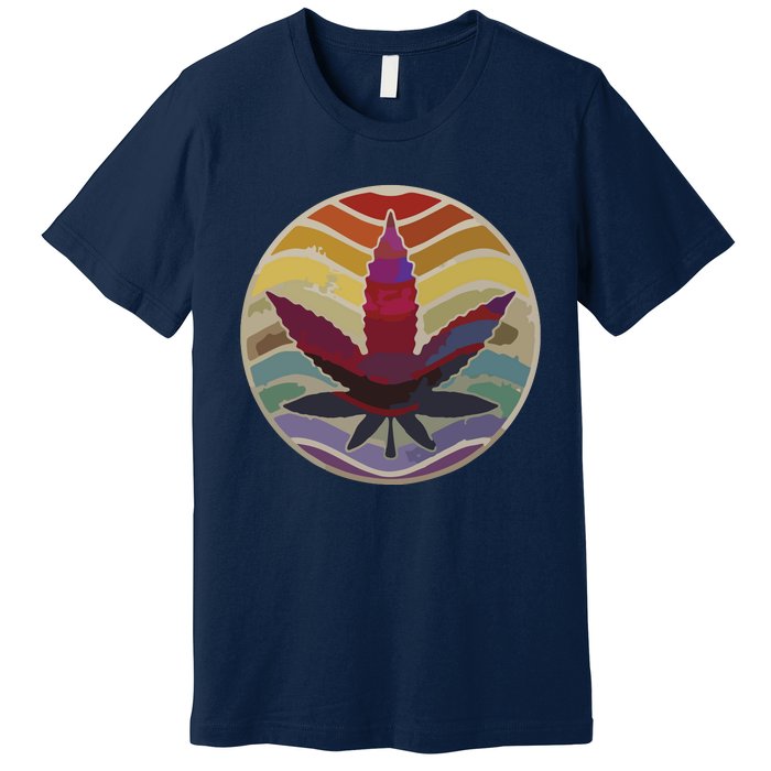 Retro Design Of Marijuana Leaf, Cannabis Weed Premium T-Shirt