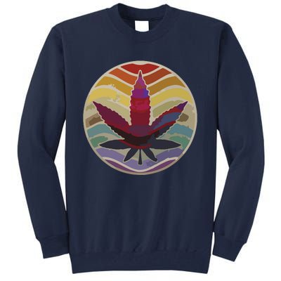 Retro Design Of Marijuana Leaf, Cannabis Weed Tall Sweatshirt