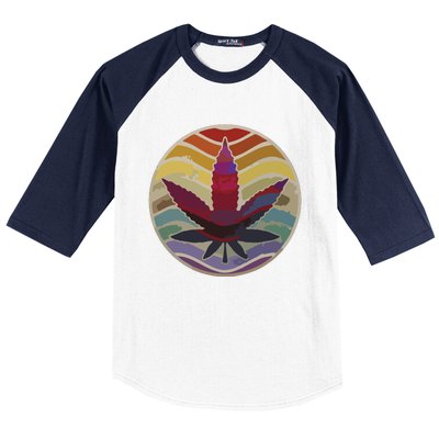 Retro Design Of Marijuana Leaf, Cannabis Weed Baseball Sleeve Shirt