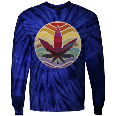 Retro Design Of Marijuana Leaf, Cannabis Weed Tie-Dye Long Sleeve Shirt