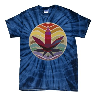 Retro Design Of Marijuana Leaf, Cannabis Weed Tie-Dye T-Shirt