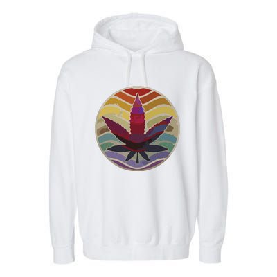 Retro Design Of Marijuana Leaf, Cannabis Weed Garment-Dyed Fleece Hoodie