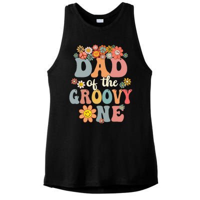 Retro Dad Of Groovy One Matching Family 1st Birthday Party Ladies PosiCharge Tri-Blend Wicking Tank