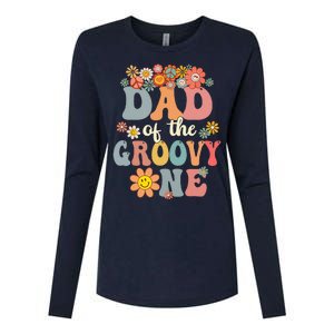 Retro Dad Of Groovy One Matching Family 1st Birthday Party Womens Cotton Relaxed Long Sleeve T-Shirt