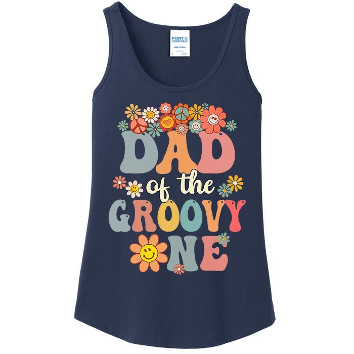 Retro Dad Of Groovy One Matching Family 1st Birthday Party Ladies Essential Tank