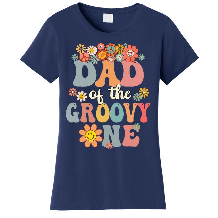 Retro Dad Of Groovy One Matching Family 1st Birthday Party Women's T-Shirt