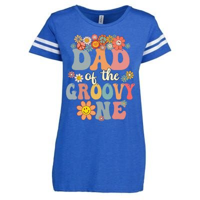 Retro Dad Of Groovy One Matching Family 1st Birthday Party Enza Ladies Jersey Football T-Shirt