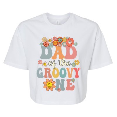 Retro Dad Of Groovy One Matching Family 1st Birthday Party Bella+Canvas Jersey Crop Tee