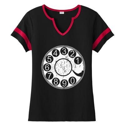 Rotary Dial Phone Landline Ladies Halftime Notch Neck Tee