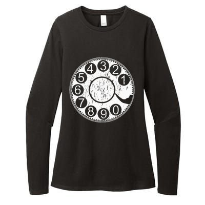 Rotary Dial Phone Landline Womens CVC Long Sleeve Shirt