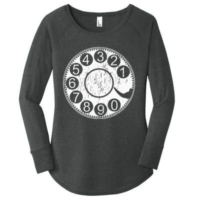 Rotary Dial Phone Landline Women's Perfect Tri Tunic Long Sleeve Shirt