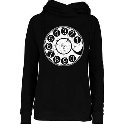 Rotary Dial Phone Landline Womens Funnel Neck Pullover Hood