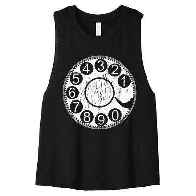 Rotary Dial Phone Landline Women's Racerback Cropped Tank