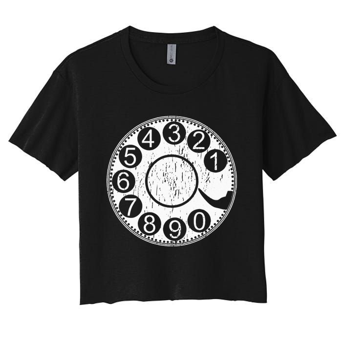 Rotary Dial Phone Landline Women's Crop Top Tee