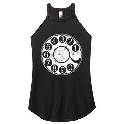 Rotary Dial Phone Landline Women's Perfect Tri Rocker Tank