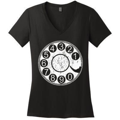 Rotary Dial Phone Landline Women's V-Neck T-Shirt