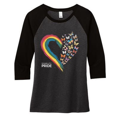 Retro Disability Pride Flag Disabled Pride Month Awareness Women's Tri-Blend 3/4-Sleeve Raglan Shirt