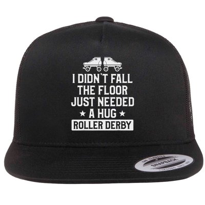 Roller Derby Player Fall On Floor Skating Team Flat Bill Trucker Hat