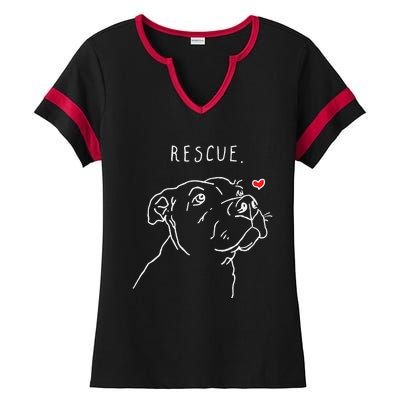 Rescue Dog Pitbull Drawing Rescue Mom Ladies Halftime Notch Neck Tee