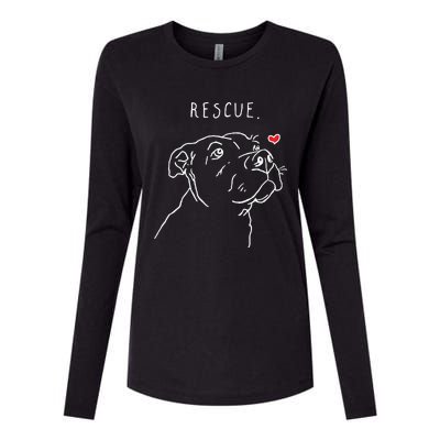 Rescue Dog Pitbull Drawing Rescue Mom Womens Cotton Relaxed Long Sleeve T-Shirt