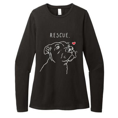 Rescue Dog Pitbull Drawing Rescue Mom Womens CVC Long Sleeve Shirt