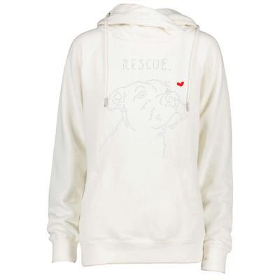 Rescue Dog Pitbull Drawing Rescue Mom Womens Funnel Neck Pullover Hood